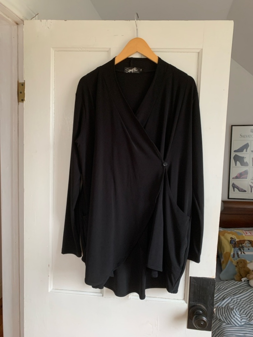 Sympli Black Draped Wrap Cardigan